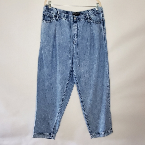 Banana Republic Barrel Jeans Size L Hi-Rise Drawstring Waist Light Wash Baggy - Picture 13 of 13